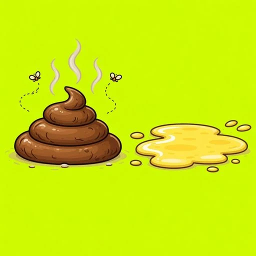 Shit & Piss 500 logo: cartoon poop pile next to a golden puddle
